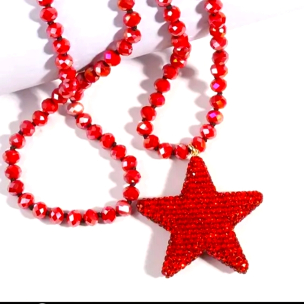 STAR PENDANT RED AURORA BOREALIS 36-IN  CRYSTAL PENDANT OFFERS WELCOME